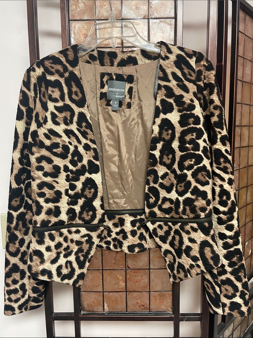 Anthracite Leopard Print Open-Front Blazer - Brown/Black